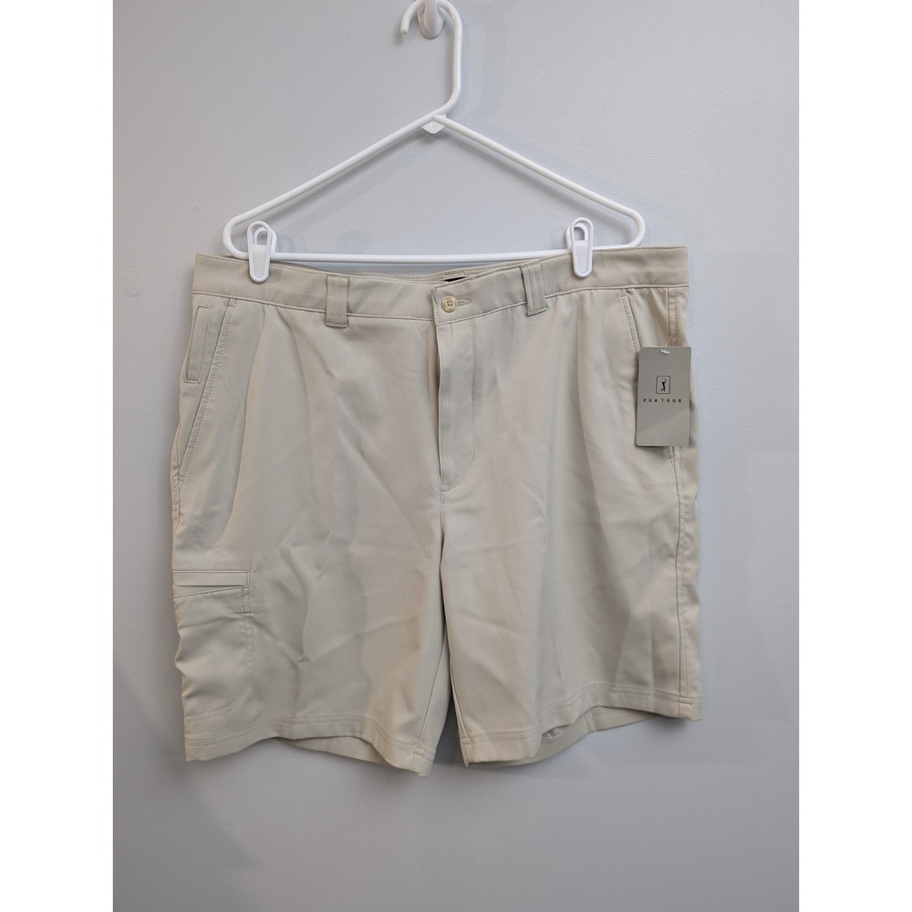 X1 NWT PGA Tour Golf Shorts Mens 38 Beige Comfort Waistband